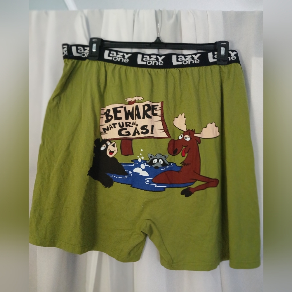 Lazy One Green Boxers with Fun Graphic